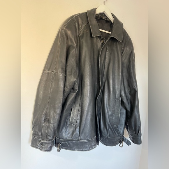 Vintage Mens Leather Jacket XL Black Biker Zip 90s Y2k - Picture 4 of 13